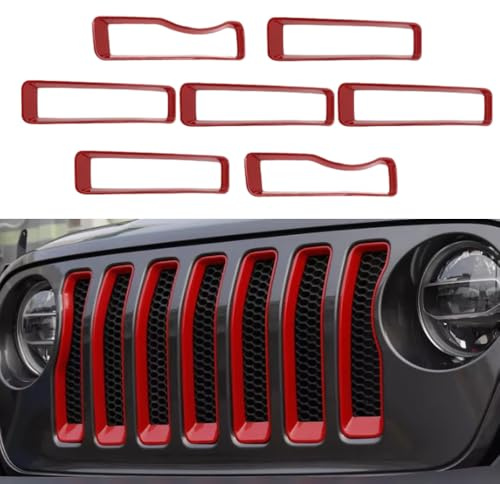 Kacepar Inserti per griglia anteriore, compatibili con Jeep Wrangler JL 2018-2022, rosso
