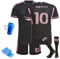 Fussball Trikot Kinder/Erwachsene Set, Nr.10 Fußball Training Skleidung，Schnell Trocknendes Atmungsaktives Fußballtrikot mit Fußball-T-Shirt (C, 152-160)