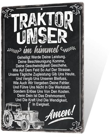 Putuo Decor Traktor Unser Blechschild – Lustiges Traktor Geschenk für Landwirte, Vintage Metall Wanddeko für Scheune, Garage, Bauernhof, 30x20cm