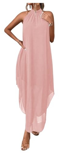 Verdusa Women’s Formal Wedding Guest Dress Halter Flowy Chiffon Long Dress
