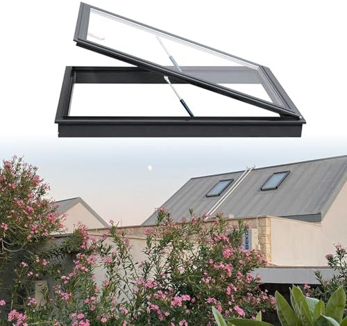 Finestra per tetto personalizzabile con vetro temperato - Finestra per seminterrato ad alta tenuta, impermeabile per mansarda/stanza del sole/apertura del tetto(45°,LxW 95x95cm/37.4x37.4in)
