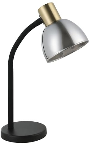 Eglo Macere Table lamp, Table Light for Office and Bedroom | desk lamp made of metal in black and gold, smoked glass, bedside lamp with E14 socket