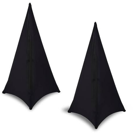 YAGEANNL 2 Sätze Schwarz Stativsegel Lautsprecher Ständer Cover Tripod Stativ Segel für Veranstaltung Effekt Stretch Lautsprecher Abdeckung für Event DJ Bühne