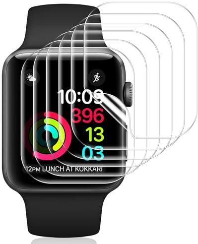 Vauki 6 Pièces Protection Écran pour Apple Watch Series 3/2/1 38mm Verre Trempé,Anti-Rayures HD Transparent Sans Bulles Silicone Ultra-Mince TPU Souple Film Protecteur Installation Facile