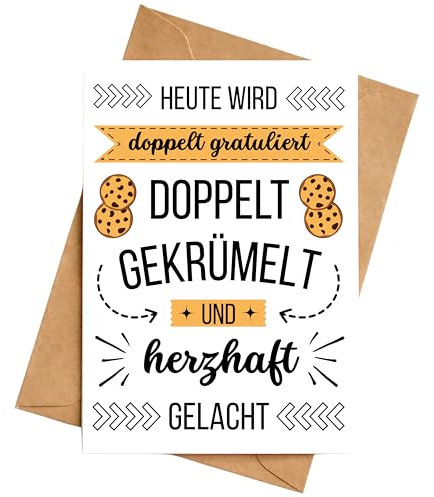 Geburtstagskarte für zwei Personen Geburtstagskinder Zwillinge Glückwunschkarte Klappkarte Karte DIN A6 mit Umschlag