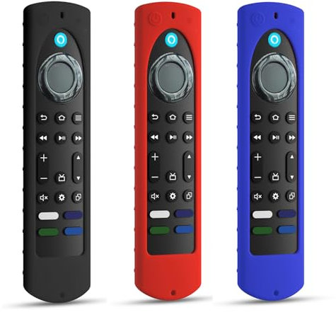 Silikon-Schutzhülle, kompatibel mit Fire TV Stick 4K Max 2. Generation 2023, Toshiba/Insignia, Smart-TV-Fernbedienung, Silikonhülle, rutschfest, mit Umhängeband, 3 Stück