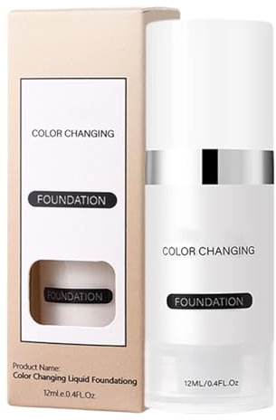 Color Changing Foundation, Liquid Concealer, Dewy Hydrating Base, Skins Tone Adjusting Formula, Radiant Finish, Bottle Makeup Perfect for Gym Travel Date, 12ml White