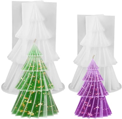 2 Stück Silikonformen Gießformen Tannenbaum Kerzenform Silikon Weihnachtsbaum 3D Silikon Weihnachten Kerzenform DIY Weihnachtsbaum Für Duftkerzen Ornamente Geschenke