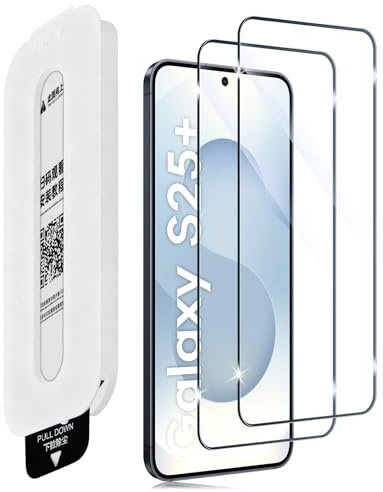 Aerku Verre Trempé Pour Samsung Galaxy S25 Plus/S24 Plus 5G | Dépoussiérage Automatique, HD Transparent, Dureté 9H, Résistant aux Rayures, Protection écran Film en Vitre Trempé, 2 Pièces