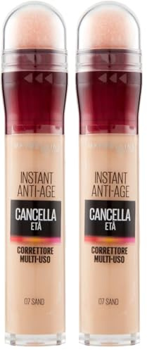 Maybelline New York Korrekturflüssigkeit mit Goji-Beeren und Haloxyl, deckt Augenringe und kleine Falten ab, 07 Sand, 6,8 ml (Packung mit 2)