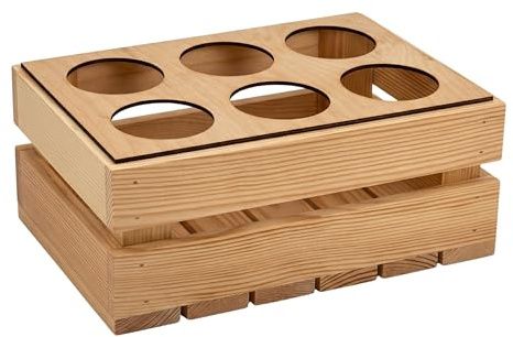 GoodFreshDecor Caja de Madera para 6 Botellas de 0,5 L - Portabotellas Seguro con Tapa Natural - Regalo Ideal para el Día del Padre y los Cumpleaños - 30 x 20 x 12 cm - Natural