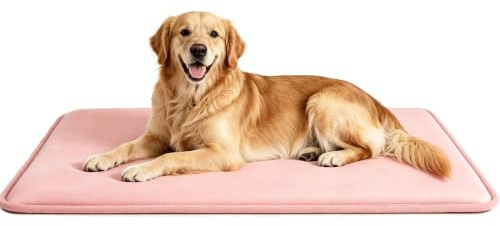 pobopobo Waterproof Dog Bed – Durable Dog Bed Mat - Dual-Side PU Cooling Dog Crate Pad, Non-Slip Outdoor Dog Bed, Easy to Wipe, Ideal for Summer, Crate, Kennel & Floor (New Pink, 41 L*27 L*1.2 Th)