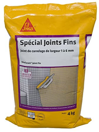 SIKA - Mortier pour joint de carrelage 1 à 6mm - SikaCeram Joints Fins Cendre - Intérieur/Extérieur - Multi-supports - Nettoyage facile - Séchage rapide - Prêt à gâcher - 4kg