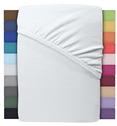 Winter Spannbettlaken | Farbenfrohes Thermo Fleece | Spannbetttuch, Bettlaken in vielen Größen und Farben (180 x 200 cm - 200 x 200 cm, Weiß)