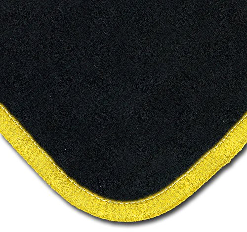 Bär-AfC Auto Fußmatten Classic passend für Nissan Juke 2010-2019 (+ Nismo ab 2013), Autoteppiche Nadelvlies Schwarz, Rand Kettelung Gelb, Set 4-teilig, NI02476