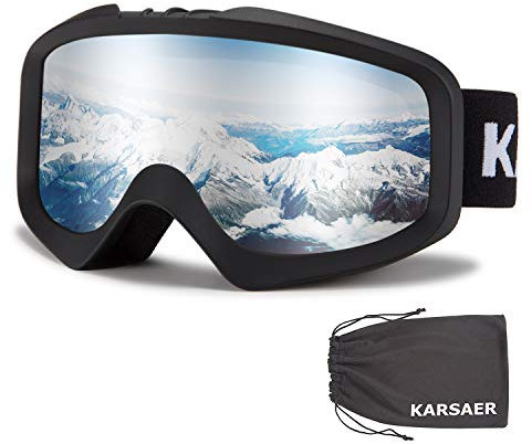 Karsaer Unisex Skibrille Damen und Herren, OTG 100% UV-Schutz Anti-Fog Snowboardbrille Ski Goggles für Brillenträger Helmkompatible Schneebrille,Snowboard Brille für Jungen und Mädchen K7012