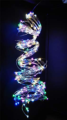 PANAX 200 Micro-LED Lichterbündel auf hochwertigen Silberdraht mit 16 Strängen(100-150cm) - Weihnachtsdekoration Bunt Strombetrieb