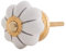 Knober Möbelknopf Kürbisform klein Keramik Porzellan Vintage Landhausstil Shabby-Chic 34 Ø klassisch edel verziert (weiss mit goldener Montur)
