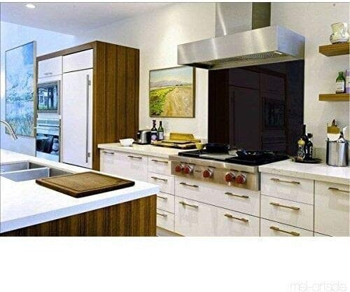 BELOFAY Black Splashbacks for Cookers with Glue, Toughened Glass Heat Resistant Splashback for Kitchen with Glue (Black, 6080cm)