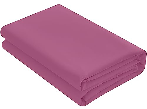 HOME ACE Non Iron Percale Flat Sheet Single Bed Fuchsia, 180 Thread Count 100% Poly Cotton Top Sheets Single Bedding, Polycotton Fuchsia Single Bed Sheet, Single Beds Cotton Flat Sheet