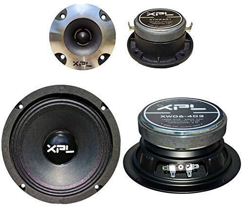 XPL Kit auto 2 midwoofer XW06-403 da 16,50 cm 100 watt rms e 200 watt max + 2 tweeter XTW2501 da 9,60 cm 100 watt rms e 200 watt max, kit a coppia