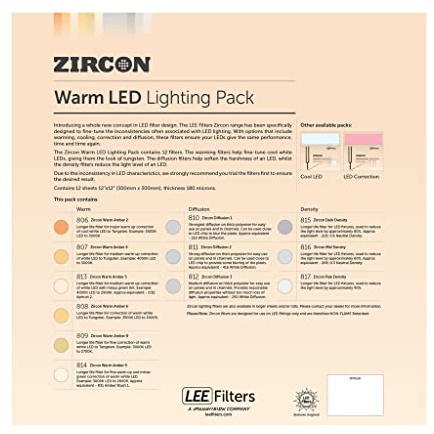 LEE Lot de 12 feuilles de filtre gel d'éclairage à LED 300 mm x 300 mm - 1 feuille par couleur au total 12 feuilles