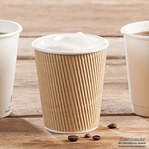 GREENBOX 25 Stück Riffelbecher To Go Pappbecher aus braunem Kraftkarton I Umweltfreundliche Kaffee Trinkbecher Einweg Bio unbedruckt 300 ml / 12 oz I 100% biologisch abbaubar, kompostierbar