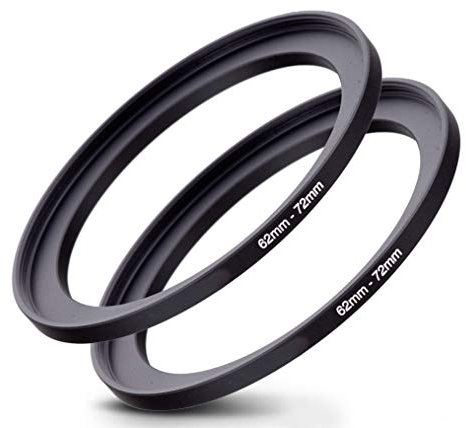 62mm-72mm Step Up Ring [62mm Lens to 72mm Filter], FANZR Camera Lens Filter Adapter Ring Lens, Premium Aluminum (2 Pack)