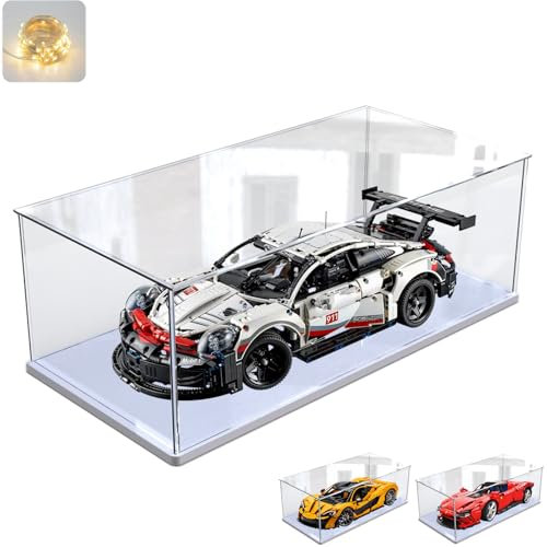 ELEpure Transparente Acryl-Vitrine mit weißer Holz-Kunststoffbasis, Würfel-Organizer, Ständer, Sammlerstücke, Spielzeug (23.6x11.8x7.8 cm; 60x30x30x30x30x30x30x30x30 cm. 20 cm)