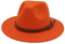 Faringoto Fedora Hut Damen Wollfilz Vintage Kirche Damenhut Unisex breite Krempe, Orange, M