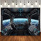 Raumschiff Innenraum mit Fenster Planet Erde Party Kulisse Banner Universum Science Fiction Raumschiff Pographie Galaxie Weltraum