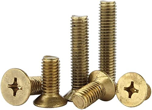 Foyoram M2 M2.5 M3 M4 M5 M6 M8 M10 Brass Countersunk Head Screw Cross Recessed Flat Head Machine Screws Bolts (4mm, M2 50pcs)