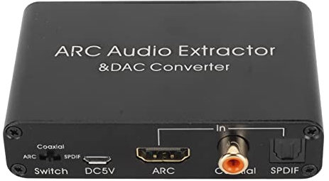 HDMI ARC Audio Extractor Splitter, HDMI zu HDMI Audio Konverter, 192 kHz DAC Konverter, Optischer Toslink SPDIF, L R Stereo Analog Audio, HDMI Audio Adapter füR TV