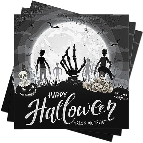 BUSCANDO Servietten Halloween Tischdeko 40Stück Halloween Party Deko Accessorries 33x33cm Servietten Schwarz Rosa Happy Halloween Napkins Halloween Papierservietten