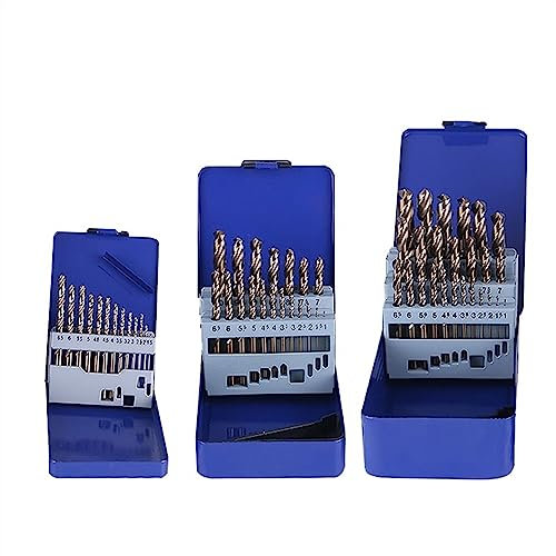 hasmi 13/19/25PCS HSS M35 Kobalt Bohrer for Metall Edelstahl Holz Bohren Bits Set 1~13mm Power Werkzeuge Zubehör (Color : 25PCS(1-13mm))