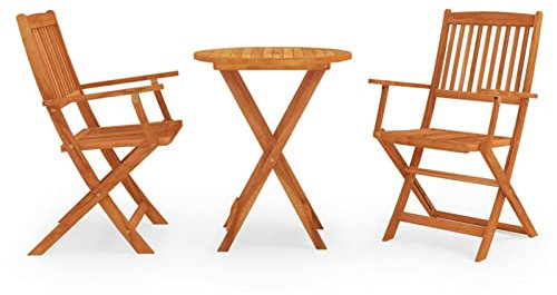 Homgoday 3-TLG. Garten Essgruppe Sitzgruppe Gartenmöbel Gartengarnitur Sitzgarnitur Essgruppe Gartentisch Gartenstuhl Terrassemöbel Klappbar Massivholz Eukalyptus#1