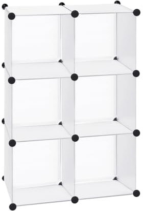 T-LoVendo Armario Modular Cubos. Estantería Zapatero plástico Blanco. Fácil Montaje. Librería Moderna. Ahorra Espacio. Salon, baño, Cocina. 6 Cubos