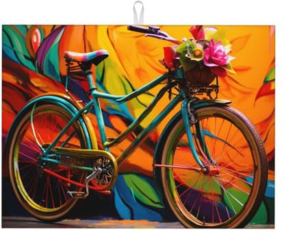 Abtropfmatte, saugfähig, bunt, Fahrrad, Küche, Theke, Mikrofaser, groß für Waschbecken, 45,7 x 61 cm
