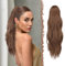 FESHFEN Gewellt Pferdeschwanz Haarteil mit Klammer, 50cm Pferdeschwanz Zopf Extensions Claw Clip in Wavy Ponytail Extension Synthetik Haarverlängerung für Frauen Damen Hellbraun