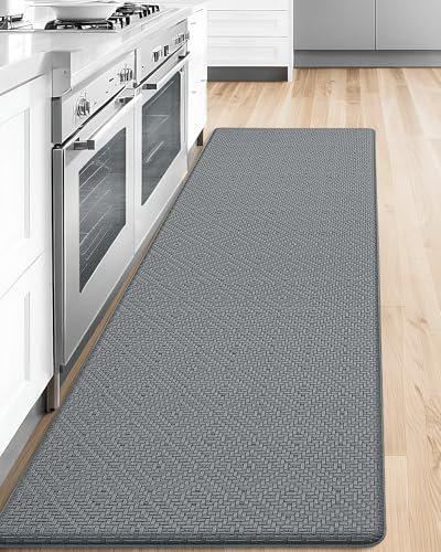 Color&Geometry 44x150 cm Alfombrilla Cocina Lavable Antideslizante, Alfombra vinilica Cocina, antifatiga, Antideslizante, Alfombra de Cocina Acolchada con Espuma para Estar de pie, cómoda, Gris