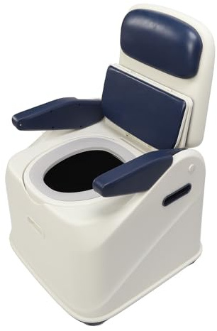 Tragbarer Toilettenstuhl, Drehbarer Handlauf, Verbreiterter Sitz für ältere Menschen Im Schlafzimmer (BLUE)