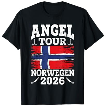 Angel Tour Norwegen 2026 Angelteam Norwegen Flagge T-Shirt