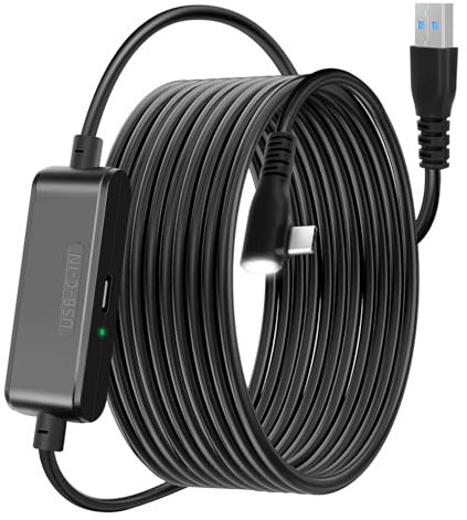 Link Kabel 5M mit Ladeanschluss - Kompatibel mit Meta Quest 3 Oculus Quest 2 1 Pro und Pico 4 PC Steam VR Link Kabel mit separatem Ladeanschluss 2.5Gbs USB C Datenkabel für VR Headset Accessories