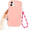 Reownest Case for iPhone 11 Cute Wave Curvy Frame Aesthetic Bumper Girls Women Soft TPU Shockproof Phone Cover with Love Shaped Chain -Pink