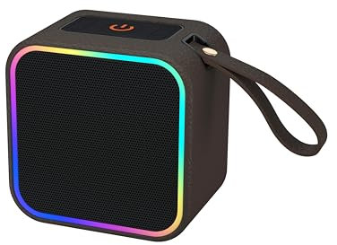 Hosgubo Altavoz Bluetooth 5.3, Altavoz Potente Portátil, 10H de reproducción, 10H de reproducción, con luz RGB de Color incorporada, micrófono, protección de Cuero PU, para el hogar y Aire Libre