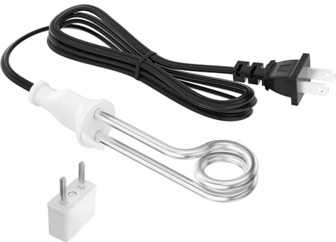 Immersion Water Heater 300W 120/240V Portable Immersion Water Heater Element, Instant Immersion Cup Mug Heater Fit Camping Traveling Coffee/Tea/Soup E
