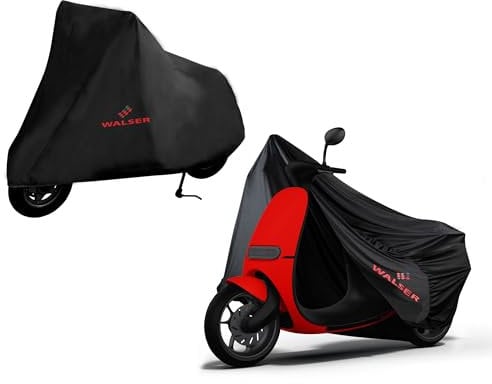 WALSER Indoor Motorrad Abdeckplane, 100% passende Vespa Abdeckplane Indoor Stretch, Motorradgarage Innenbereich, Roller Abdeckung Winterfest, Motorradabdeckung, Vespa Zubehör schwarz S 185x90x110 cm