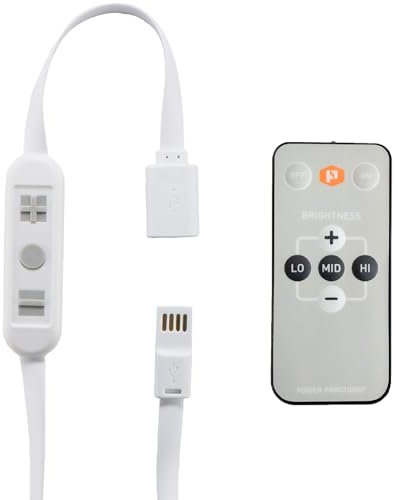 Luminoodle USB-Schalter und -Dimmer – Buchse auf Stecker, Ein-/Aus-Schalter mit kabelloser Fernbedienung, Netzschalter für Heimwerkeranwendungen, TV-Schrägbeleuchtung & LED-Lichterketten