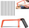 11PCS Metal Saw Red Hack Saw Professional Hack Saw Small Metal Cutting Saw Adjustable Angle Heavy Duty Small Hacksaw Saw with 10 Exchangeable Blades for Cutting Plastic PVC Pipe Tile Metal