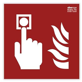 Señal Luminiscente Pulsador de Alarma, Clase B PVC (0.7mm) - Normativa ISO y UNE 23034:2023